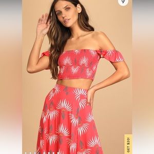 Lulu's Red Floral Off-Shoulder Dress